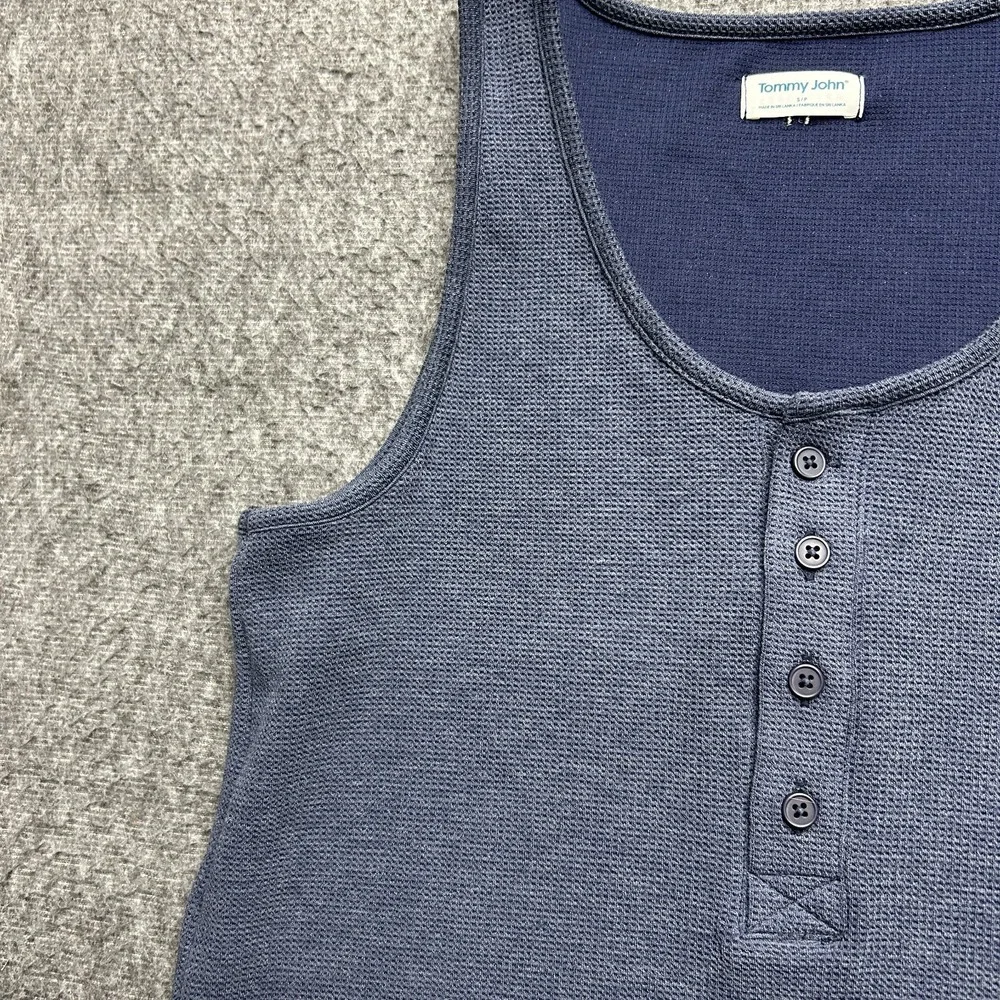 Tommy John‎ Waffle Knit Tank Small Womens Small Blue Lounge Cozy Sleep